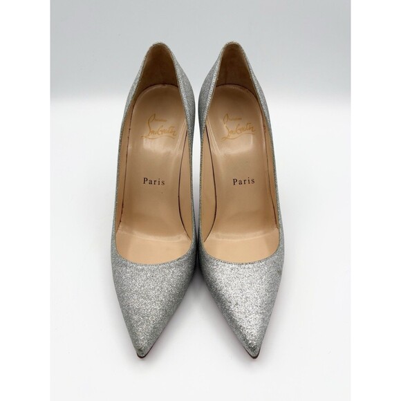 Christian Louboutin Sparkling Silver Heels - Picture 4 of 14